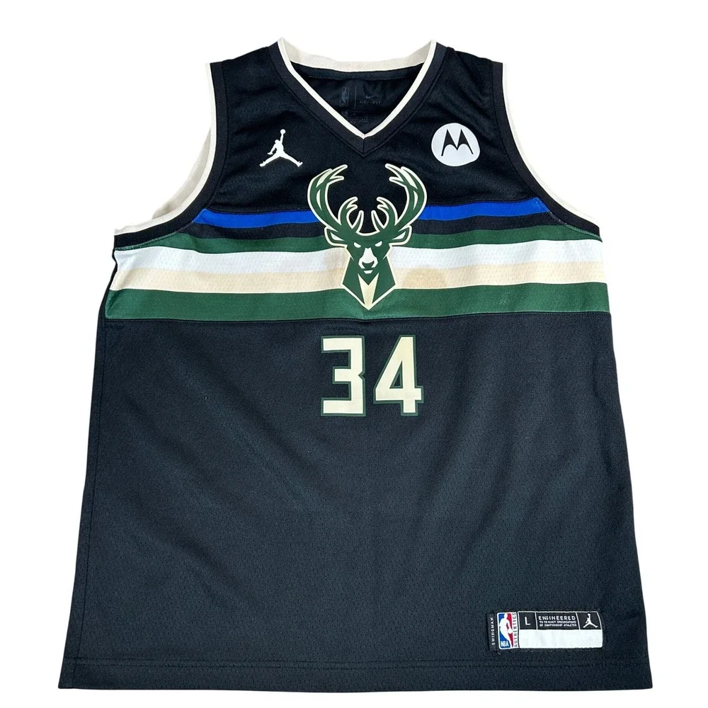 Nike Jordan Milwaukee Bucks Giannis Antetokounmpo 34 Swingman Jersey Mens Large - Picture 1 of 8